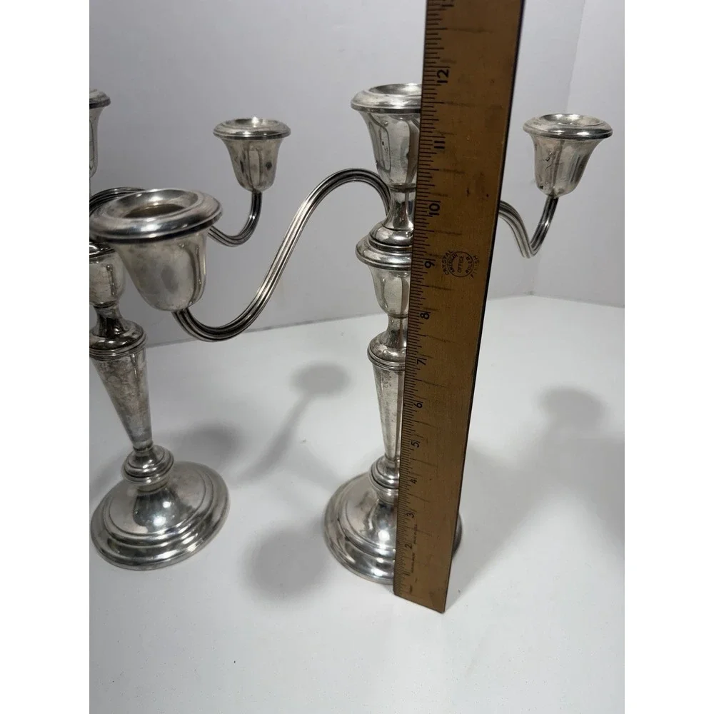 Gorham Sterling Silver Weighted Twist 808/1 Candelabra‎ Dents On It Pair